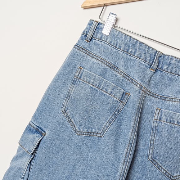 HOUSE OF CB Ria Cargo Jeans Washed Utility Pocket Blue Pant Size Medium M - Picture 10 of 13